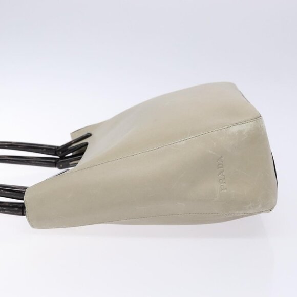 PRADA Tote Bag Leather Gray Auth - Picture 5 of 16